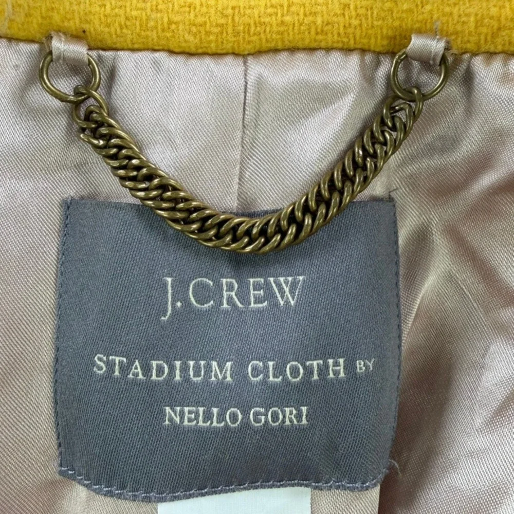 J.Crew Stadium Cloth Nello Gori Yellow Wool Blend Pea Coat Jacket Womens 0 - Picture 7 of 13